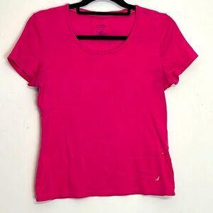 🌞 Nautica pink short sleeve scoop neck patch tag tee or sleepwear top women M